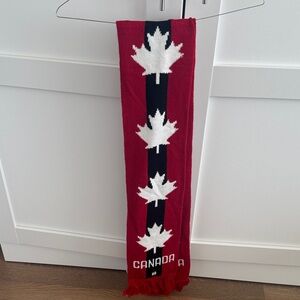 Red and Black Canada Scarf with Maple Leaf Design